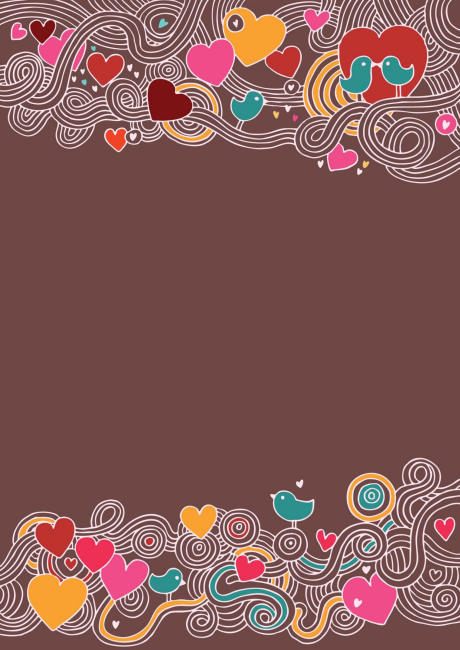 Valentine's Day scrapbook paper - lovebirds