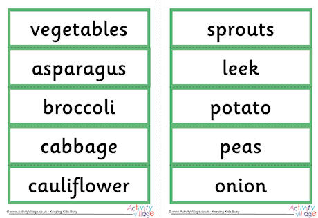 Vegetable Word Cards