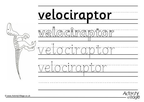 Velociraptor Handwriting Worksheet