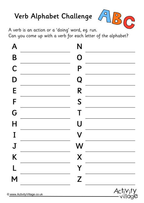 Verb Alphabet Challenge
