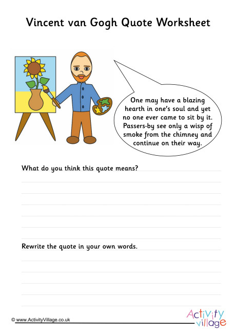 Vincent van Gogh Quote Worksheet
