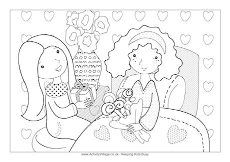 Visiting a sick friend colouring Page