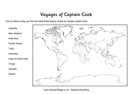Voyages of Captain Cook - worksheet 1