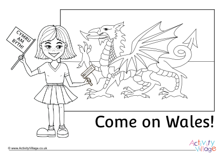 Wales supporter colouring page 2