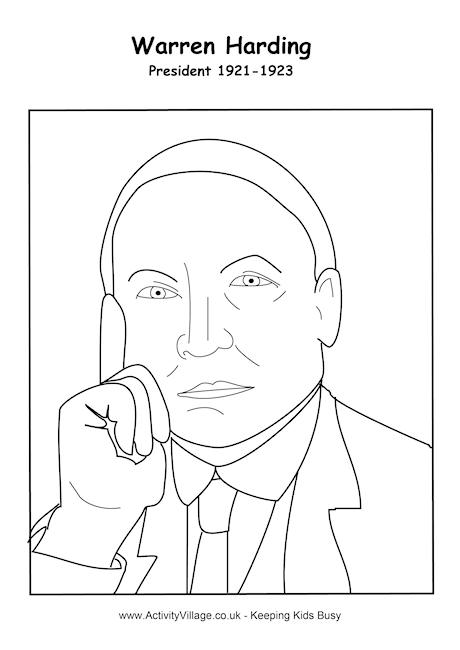 Warren Harding colouring page