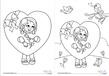 Wearing a heart colouring page Wearing a heart colouring page