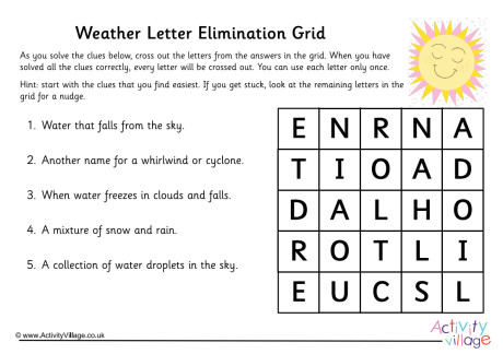 Weather Letter Elimination Grid