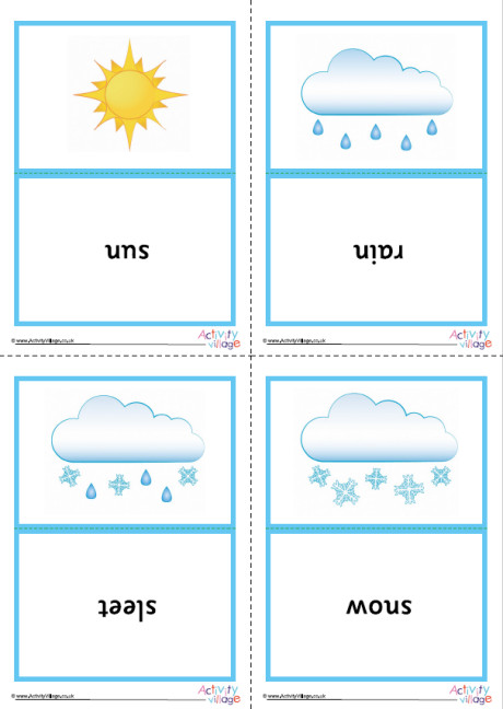 Weather Picture Flash Cards Double-sided