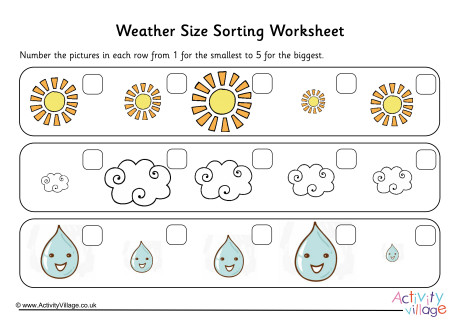Weather Size Sorting Worksheet