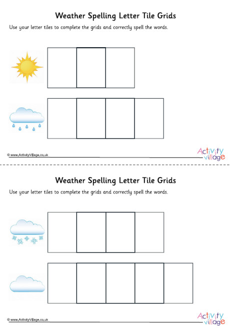 Weather Spelling Grids Weather Spelling Grids