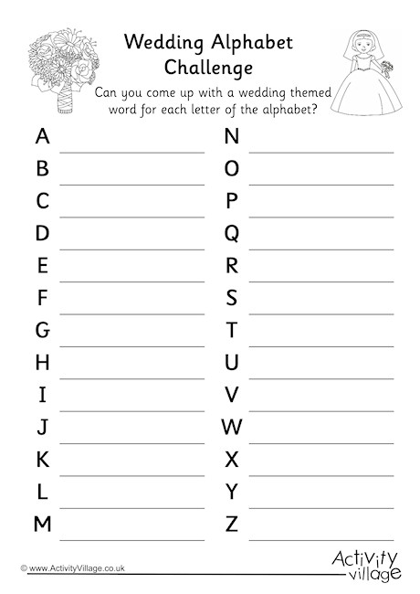 Wedding Alphabet Challenge
