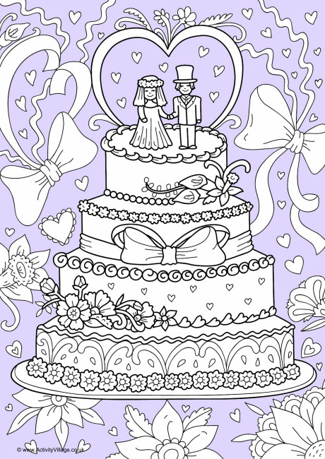 Wedding cake colour pop colouring page
