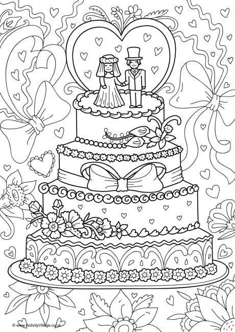 Wedding Cake Colouring Page 3