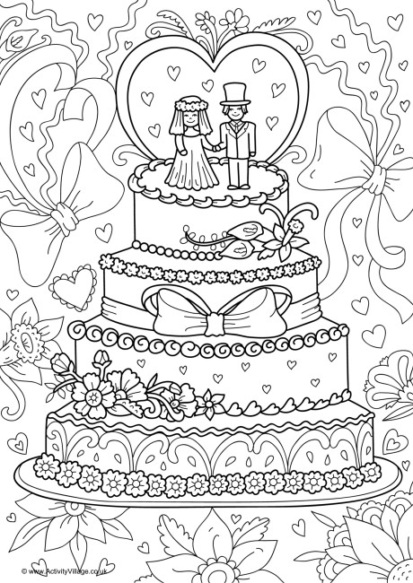  Wedding  Cake  Colouring  Page 3