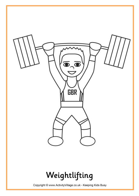 Weightlifting colouring page