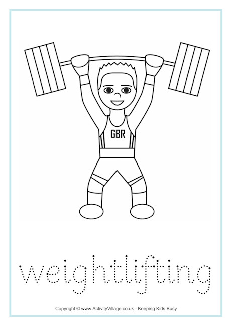 Weightlifting tracing worksheet