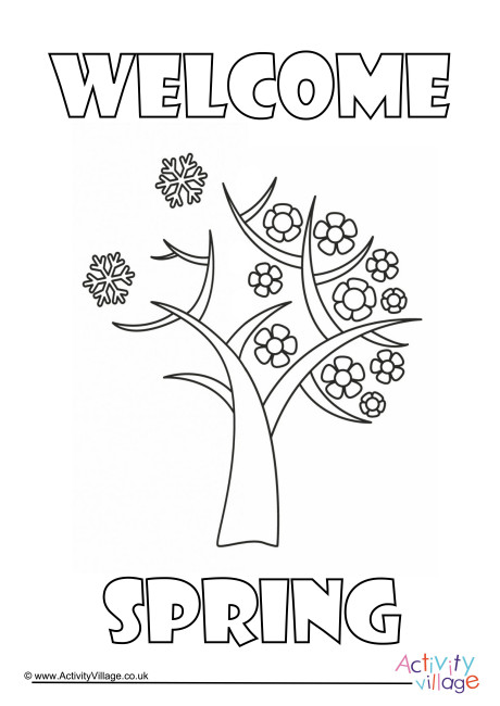Welcome Spring Colouring Page
