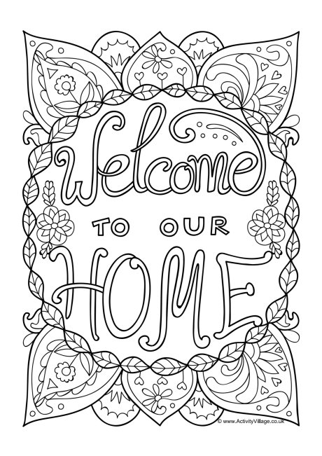 Welcome To Our Home Colouring Page