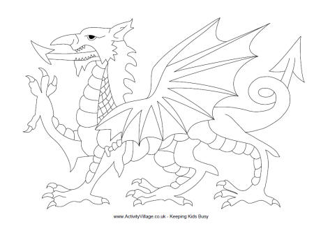 Welsh dragon colouring page