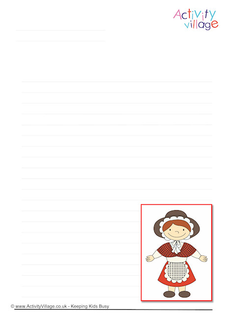 Welsh Girl Writing Page Welsh Girl Writing Page