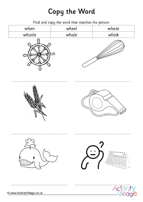 Wh Digraph Copy The Word