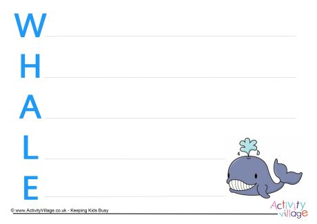 Whale acrostic poem printable