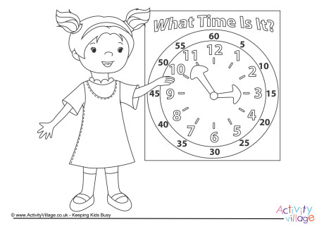 What Time Is It Colouring Page