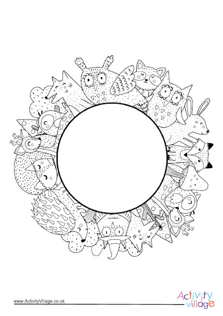 Wildlife border colouring page