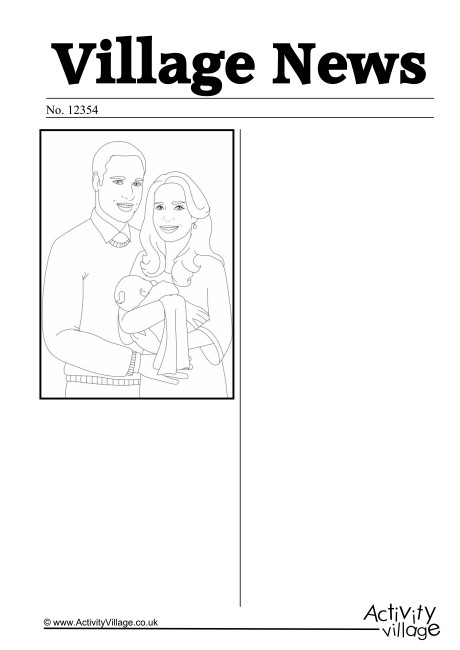 Will and Kate New Arrival Newspaper Writing Prompt