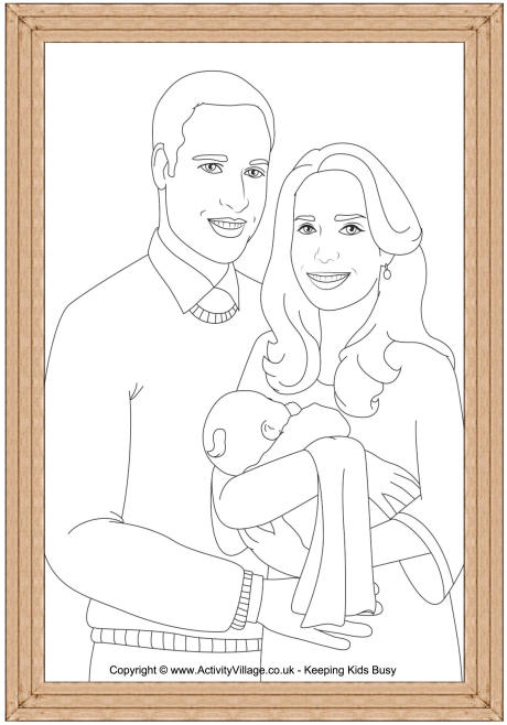 Will and Kate new arrival colouring page 