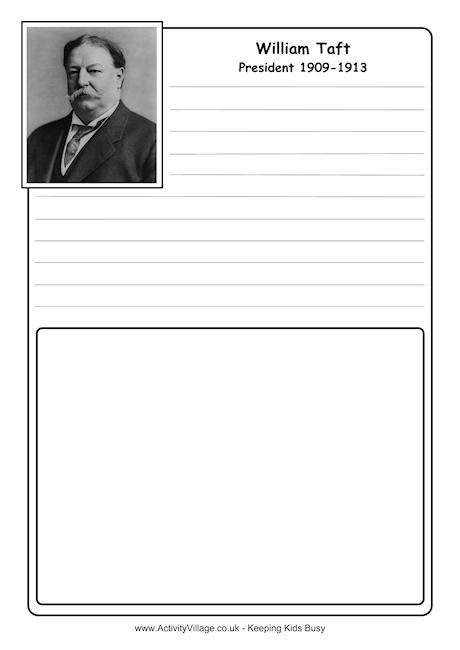 William Taft notebooking page