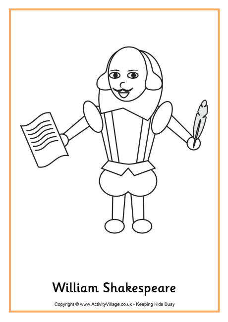 William Shakespeare colouring page 2