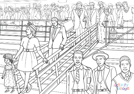 Windrush generation colouring page