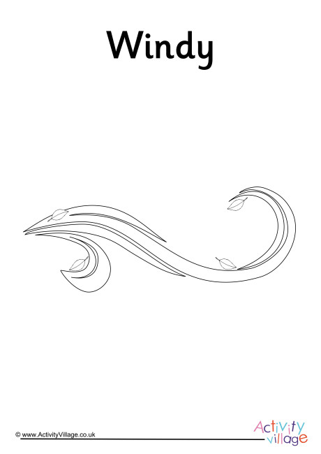 Windy Weather Symbol Colouring Page