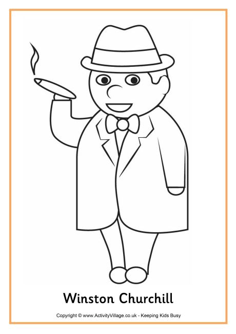 Winston Churchill colouring page