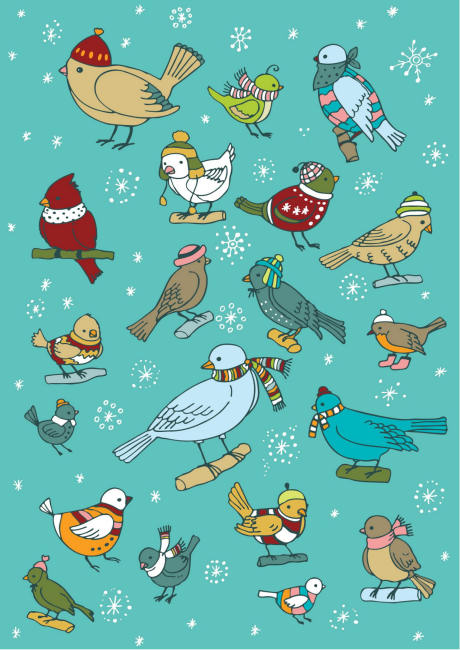 Winter birds scrapbook paper Winter birds scrapbook paper
