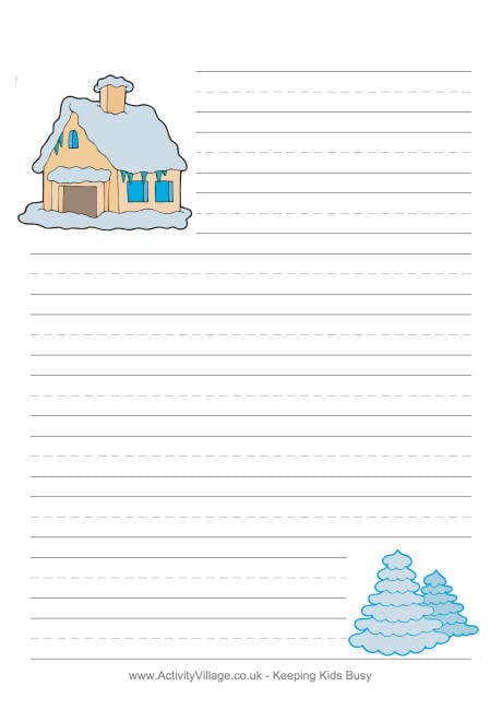 Winter cottage writing paper