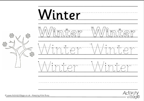 Winter handwriting worksheet 2