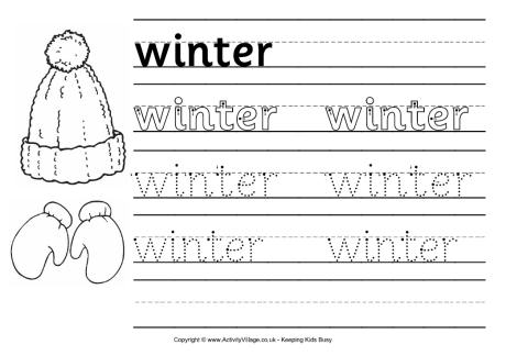Winter handwriting worksheet