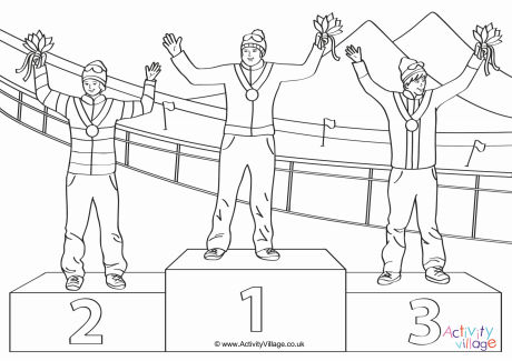 Winter Olympics medal winners colouring page