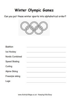 Winter Olympics Printables