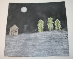 Winter scene drawn with chalk