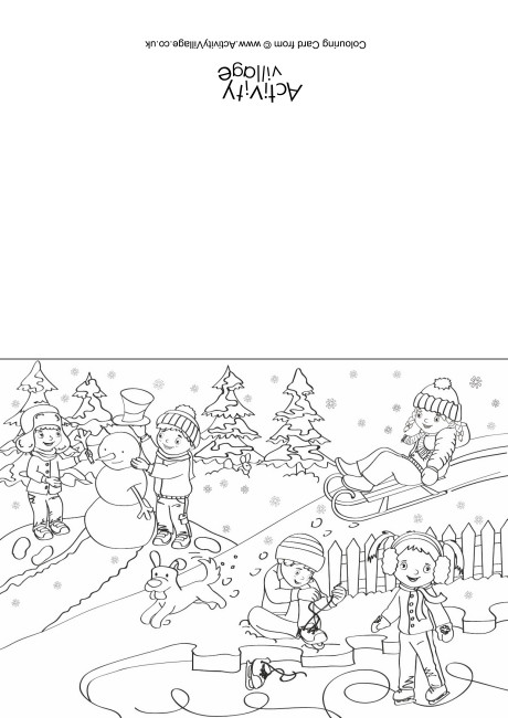 Winter Scene Colouring Card
