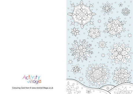 Winter snowflakes colour pop colouring card