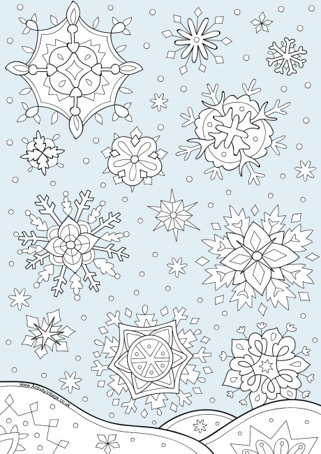Winter snowflake colour pop colouring page