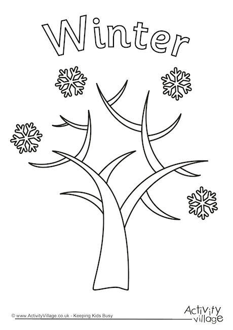 Winter tree colouring page