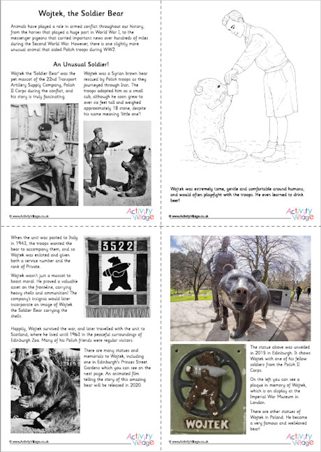 Wojtek, the Soldier Bear printable