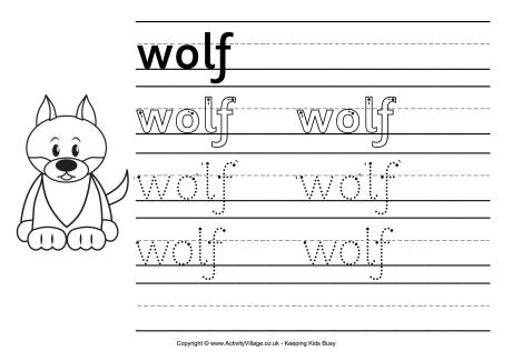 Wolf handwriting worksheet