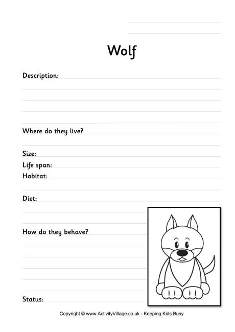 Wolf worksheet Wolf worksheet