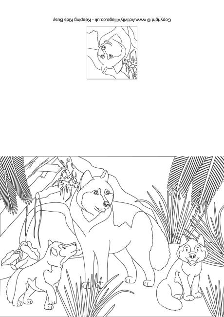 Wolves colouring card